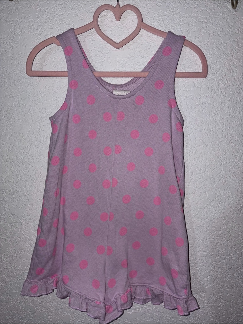 Zara Pink Polka Dot Lavender Girls Tank Romper